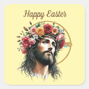 Religiöser glücklicher OsterJesus Quadratischer Aufkleber