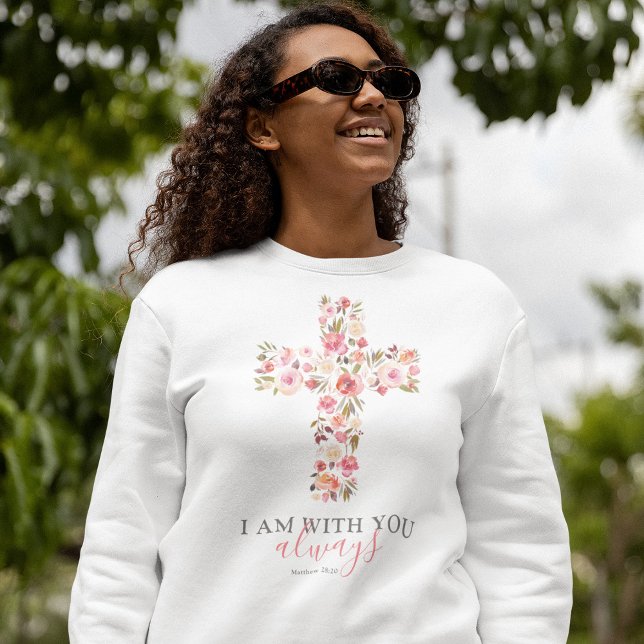 Religiöser Gott Frauen Blumenkreuz Sweatshirt (Von Creator hochgeladen)