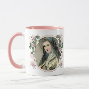Religiöser Karmeliter-Tasse mit rosa Blumenmotiv d Tasse