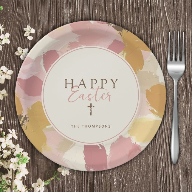 Religiöser Osterbrunch Moderner rosa Bläschen Pappteller (Von Creator hochgeladen)