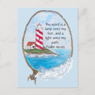 Religiöser Psalm Leuchtturm Ozean Postkarte