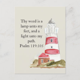 Religiöser Psalm Red Lighthouse Beach Postkarte