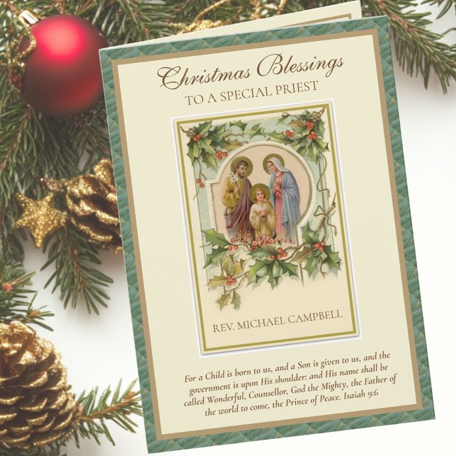 Religiöser Vintager Katholischer Familienpriester Feiertagskarte (Von Creator hochgeladen)