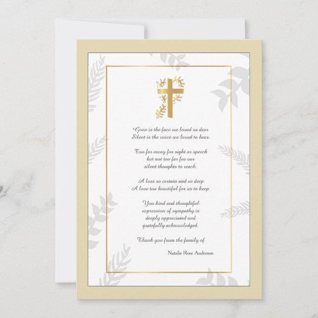 Religiöses Beileid Dankeschön Karte (Vorderseite)