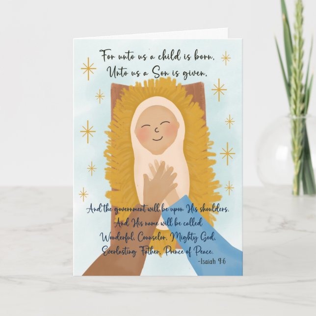 Religiöses Christliches Baby Jesus Isaiah 9 Dankeskarte (Vorderseite)