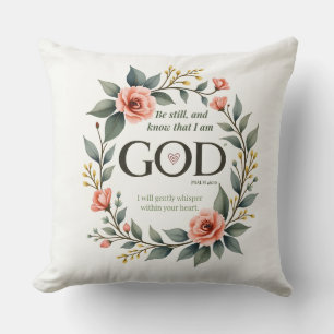 Religiöses 'Denke an Dich' Schrift Blumenkranz Kissen