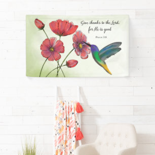 Religiöses Denken an Ihre Blume mit Hummingbird Banner