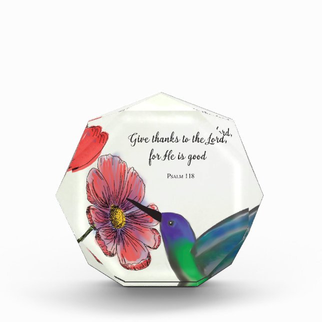Religiöses Denken an Ihre Blume mit Hummingbird Fotoblock (Vorderseite)
