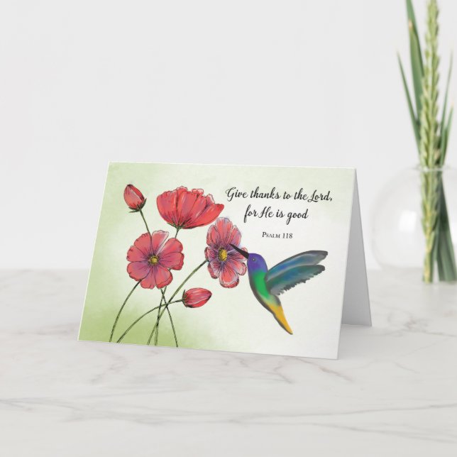 Religiöses Denken an Ihre Blume mit Hummingbird Karte (Vorderseite)