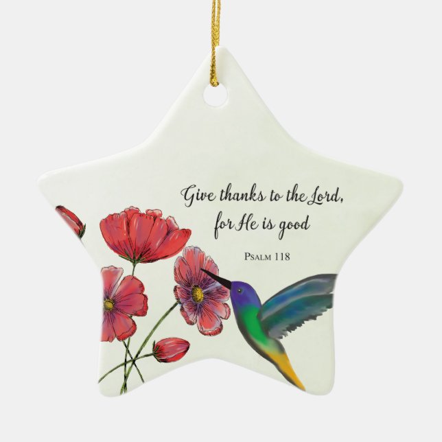 Religiöses Denken an Ihre Blume mit Hummingbird Keramik Ornament (Vorne)