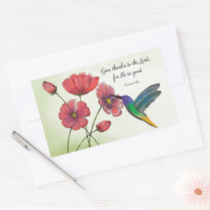 Religiöses Denken an Ihre Blume mit Hummingbird Rechteckiger Aufkleber