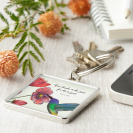 Religiöses Denken an Ihre Blume mit Hummingbird Schlüsselanhänger