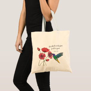 Religiöses Denken an Ihre Blume mit Hummingbird Tragetasche