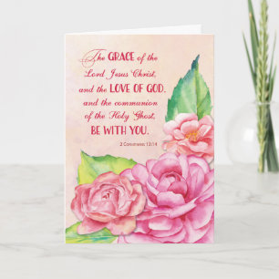 Religiöses Denken Sie an Ihre Schrift Pink Rose Karte
