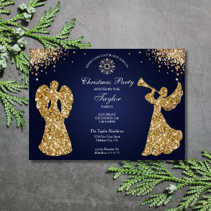 Religiöses Engel Weihnachts-Familienessen Party Einladung