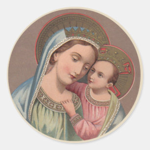 Religiöses gesegnetes Jungfrau-Mary-Kind Jesus Runder Aufkleber