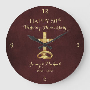 Religiöses goldenes Kreuz-Jubiläum  Große Wanduhr