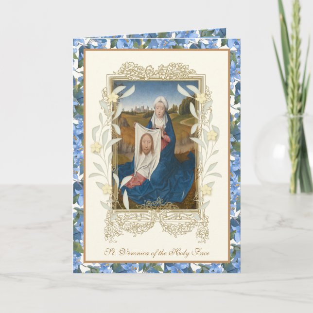Religiöses heiliges Gesicht Jesu floral Karte (Vorderseite)