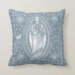 Religiöses Heiliges Herz Jesu Blau und Weiße Kunst Kissen