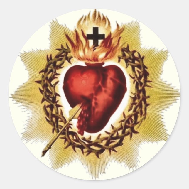 Religiöses Heiliges Herz Jesu Katholisch Runder Aufkleber (Vorderseite)