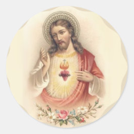 Religiöses Heiliges Herz Jesus floral Vintag Runder Aufkleber