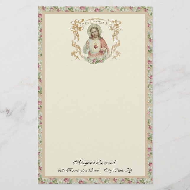 Religiöses Heiliges Herz Jesus Vintage Rose (Vorderseite)
