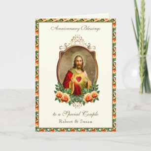 Religiöses Hochzeitsjubiläum Jesus Rosen Karte