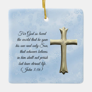 Religiöses John 3:16 Bibelvers-Ornament Keramikornament