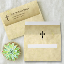 Religiöses Kreuz Antik Vintage Altes Papier Adress