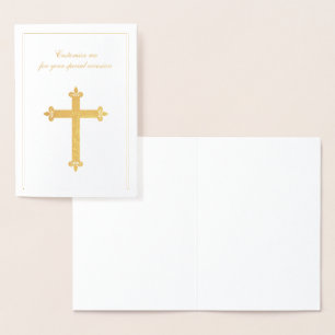 Religiöses Kreuz aus Gold für besondere Anlässe Folienkarte