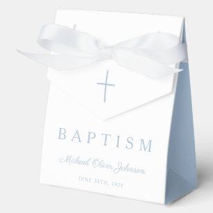 Religiöses Kreuz Baby Blau Skript Junge Taufe Geschenkschachtel