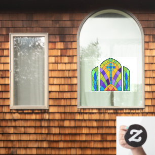 Religiöses Kreuz Faux-Buntglas Dekorativ Fensteraufkleber