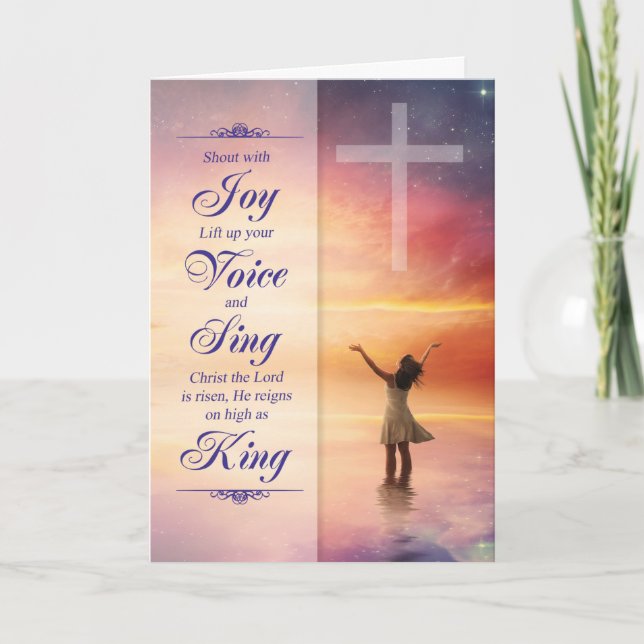 Religiöses Osterkreuz Jesaja 24:14 Karte (Vorderseite)