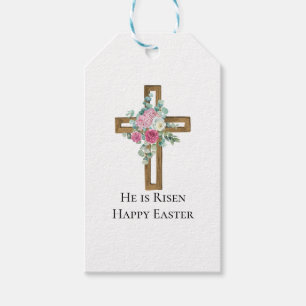 Religiöses Ostern Er ist auferstanden Holzkreuz fl Geschenkanhänger