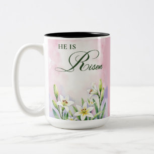Religiöses Ostern Er Ist Auferstanden Lilien Aquar Zweifarbige Tasse