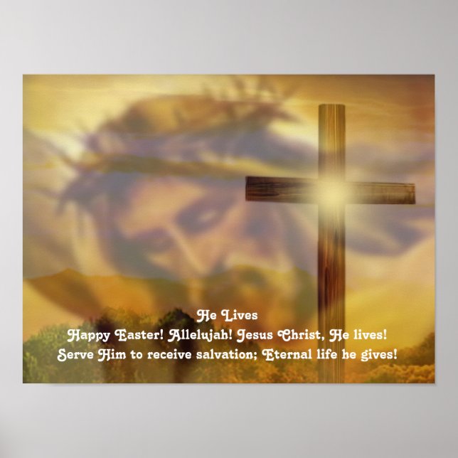 Religiöses Osterposter - Jesus und Cross Gold Poster (Vorne)