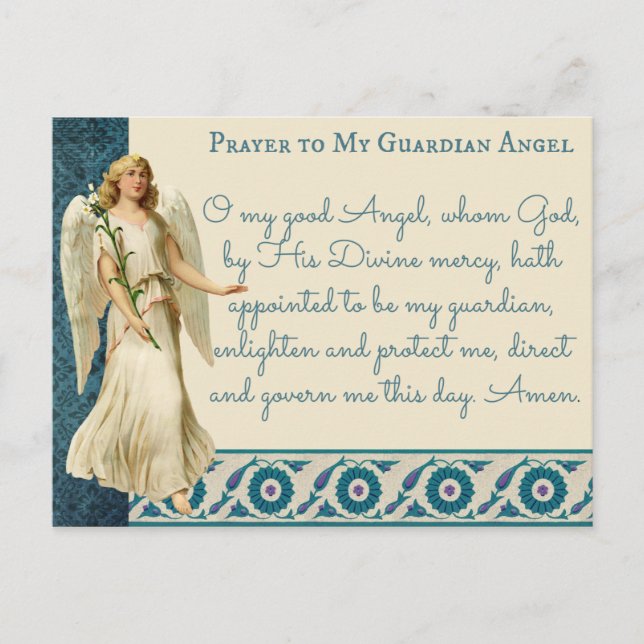 Religiöses Vintages Guardian Angel Gebet Postkarte (Vorderseite)