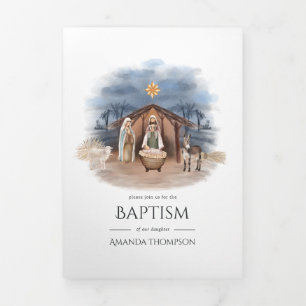 Religiöses Weihnachten Jesus Geburt Foto Dreifach Gefaltete Karte