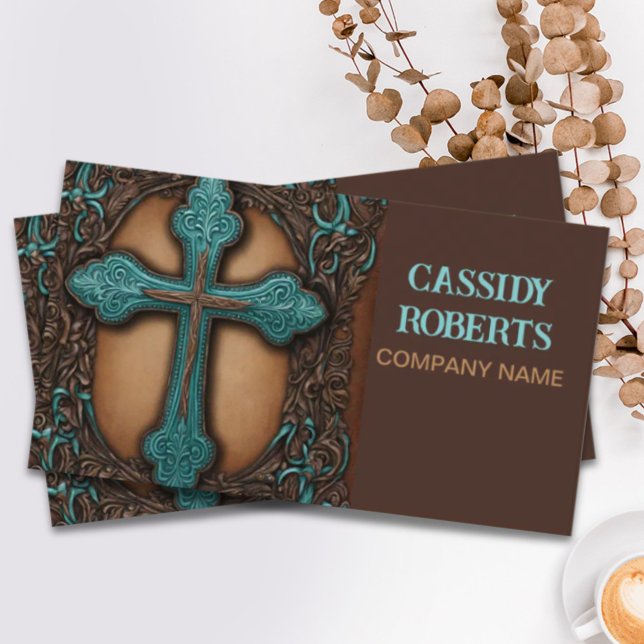 Religiöses Western Country Bible Cross Christlich Visitenkarte (Religious Western Country Bible Cross Christian Business Card)