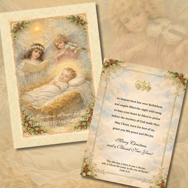 Religious Baby Jesus Angels Scripture  Feiertagskarte (Von Creator hochgeladen)