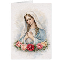 Religious Blessed Mary Floral Roses Scripture
