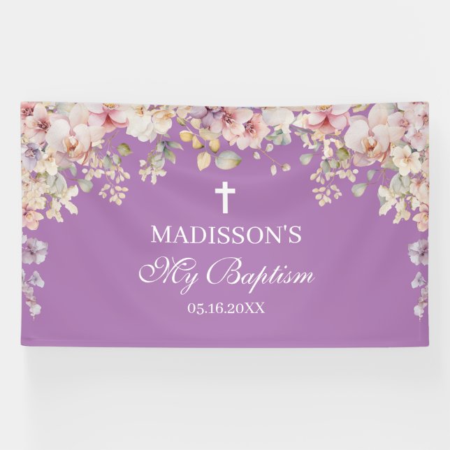 Religious Celebration Floral Orchids purp backdrop Banner (Horizontal)