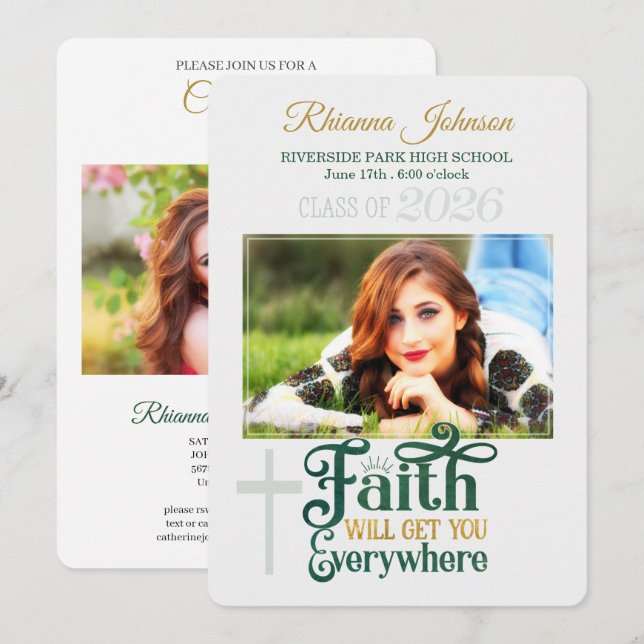 Religious Christlich Abschluss Class of 2022 Foto Einladung (Vorne/Hinten)
