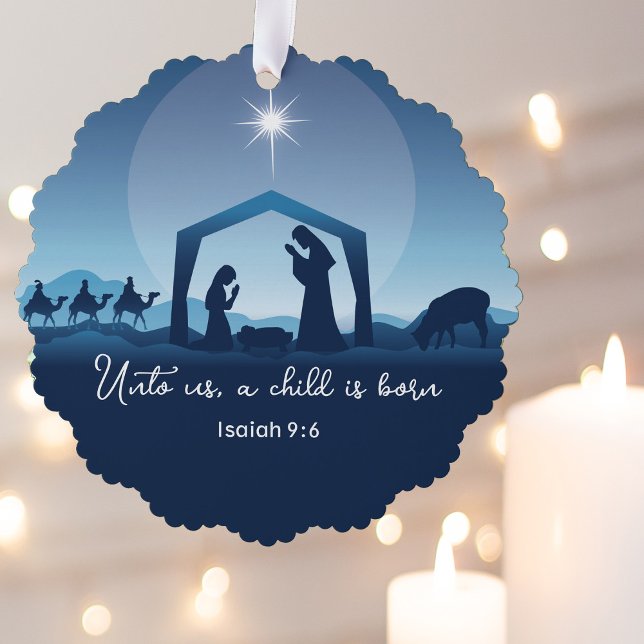 Religious Christmas Bible Verse Nativity Scene Ornament Karte (Von Creator hochgeladen)