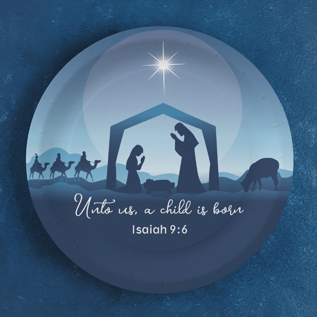 Religious Christmas Nativity Scene Church Party Pappteller (Von Creator hochgeladen)