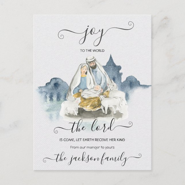 Religious Christmas with baby Jesus, Mary & Joseph Postkarte (Vorderseite)
