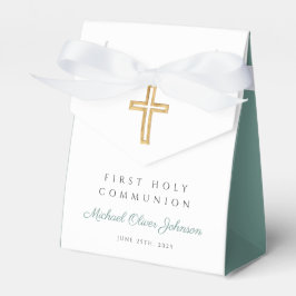 Religious Cross Boy Green First Communion Geschenkschachtel
