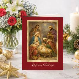 Religious Epiphany Three Kings Prayer Jesus Feiertagskarte