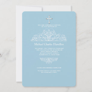 Religious Filigree Blue Einladung