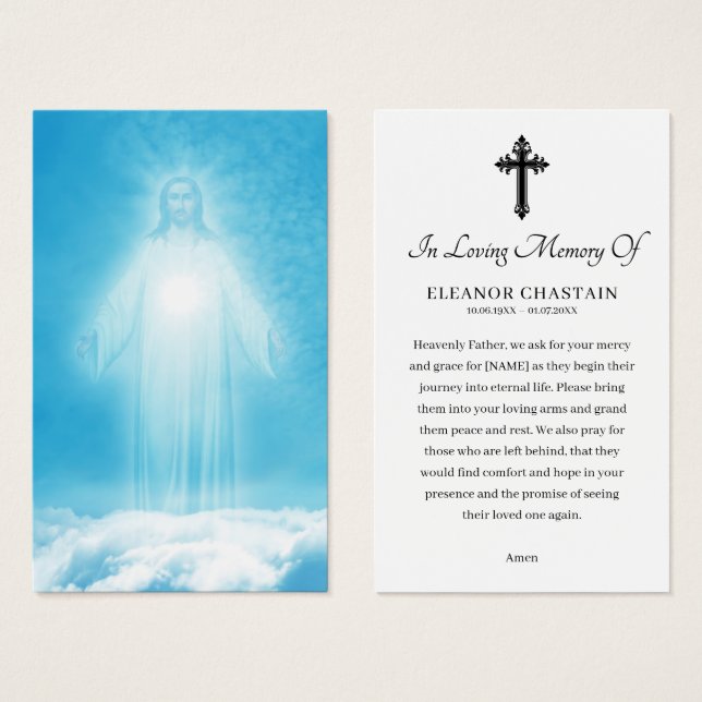 Religious Funeral Sympathy Memorial Prayer Cards (Devant & derrière)
